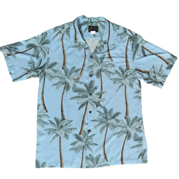 Vintage Other - Vintage Hawaiian Aloha Shirt Men's M Hawaiian Reserve Collection Blue Palm Trees